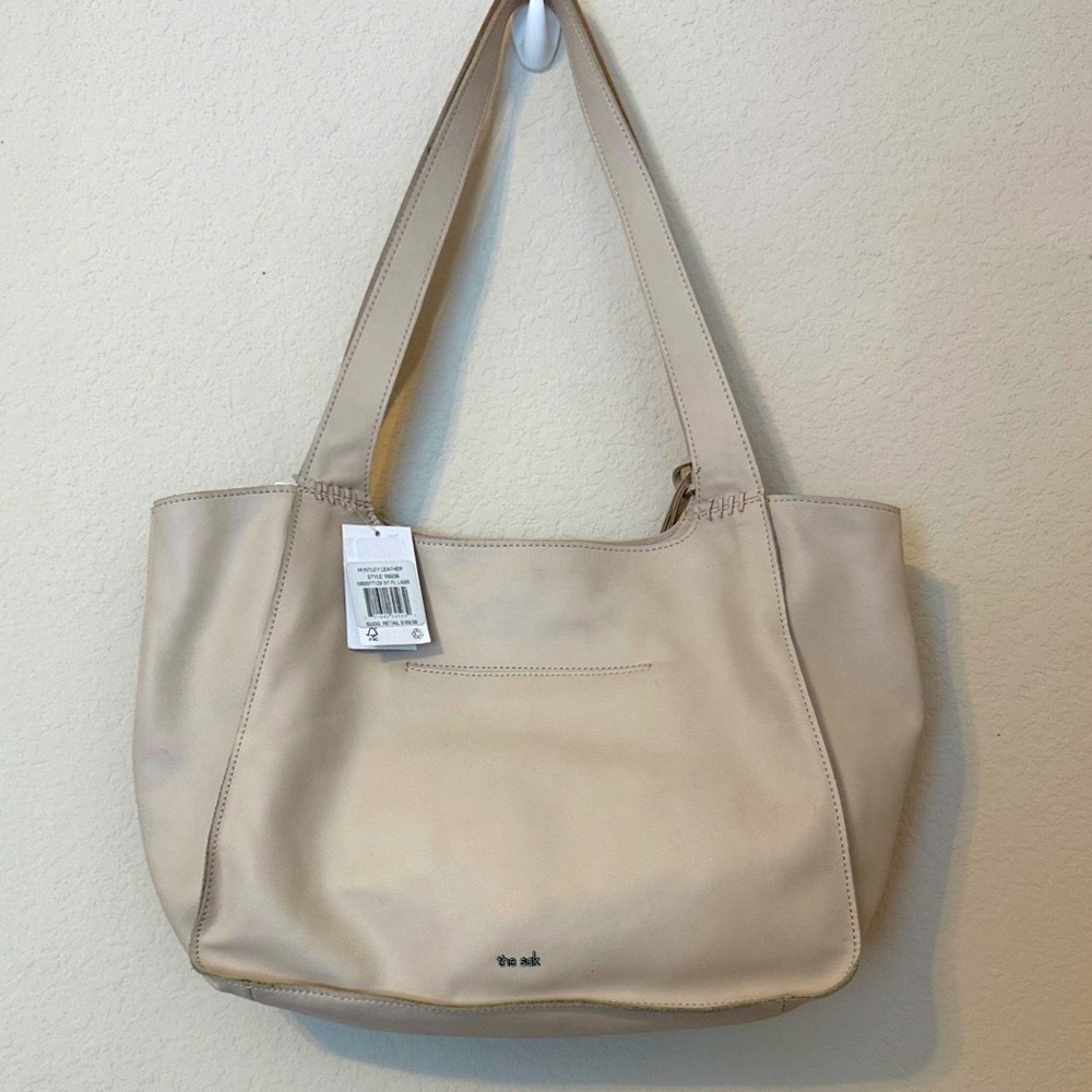 the sak creamy Beige Laser-Cut Leather Tote Bag with Tassel - Picture 3 of 8